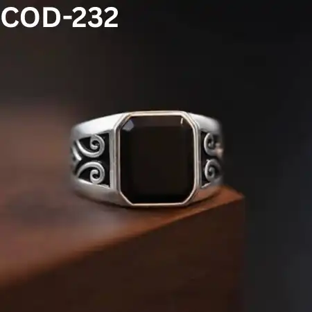 JP Italian Black Stone Finger Ring-COD-232